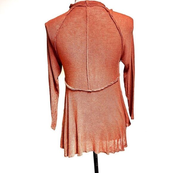 Free People Anthropologie Pumpkin Assymetrical Raw Edge Tunic Top Womens Sz S - Picture 2 of 8